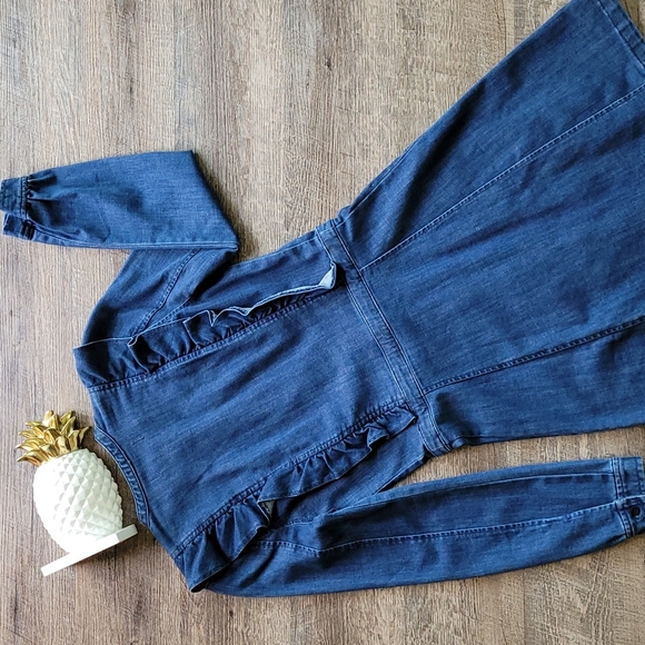 NWT! Madewell Denim Ruffle-Front Style Dress - Picture 7 of 12